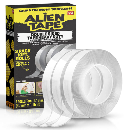 ALIEN TAPE Double Sided Tape Heavy Duty, Nano Tape, Double Sided Mounting Tape, Heavy Duty Double Sided Tape for Walls, Wall Tape, Clear Adhesive Tape for Poster Photo Wall Décor As Seen on TV 30 Feet